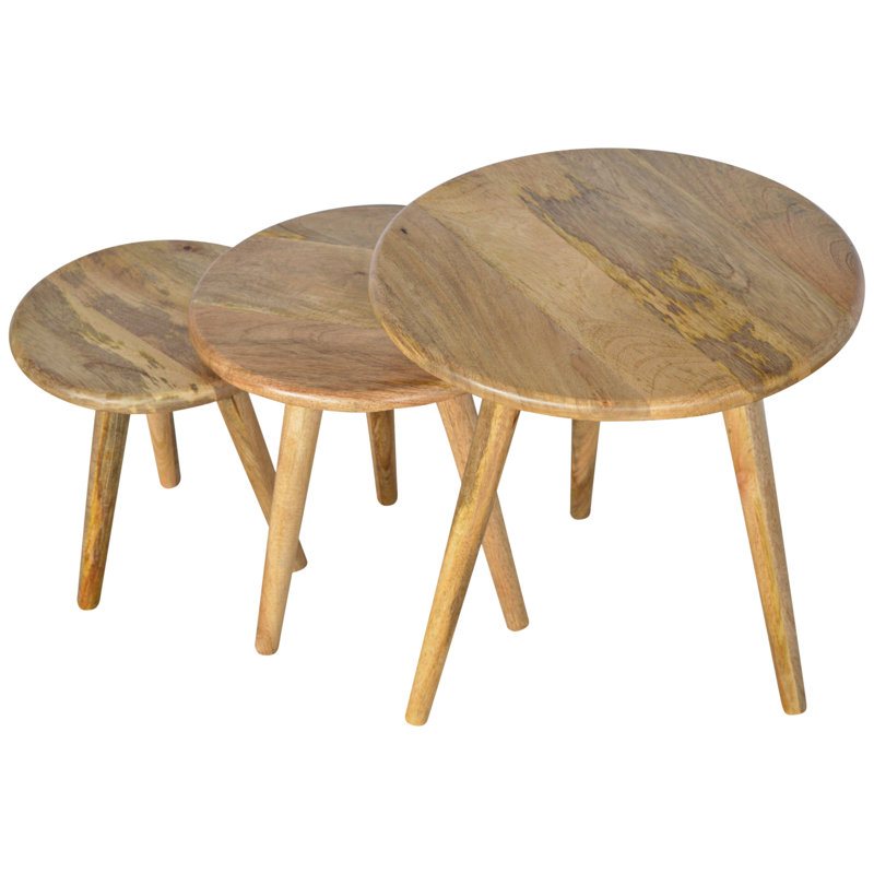 Scandinavian Solid Wood Nesting Side Table Set