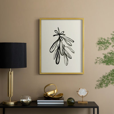 «Mistletoe Sket with Bows I», reproduction encadrée - bois massif