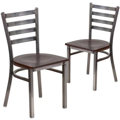 2 Pack Clear Coated Ladder Back Metal Restaurant Chair