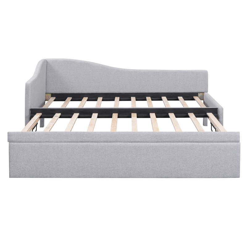 Gray Twin Upholstered L Shaped Daybed With Pop Up Trundle, Gray