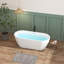 Baignoire de trempage autoportante en acrylique brillant avec trop-plein à fente classique et bonde à robinet