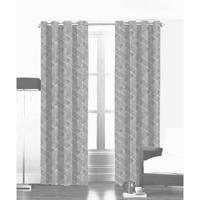Paire de rideaux semi-transparents avec œillets Ximena, gris, l 54 po x L 84 po