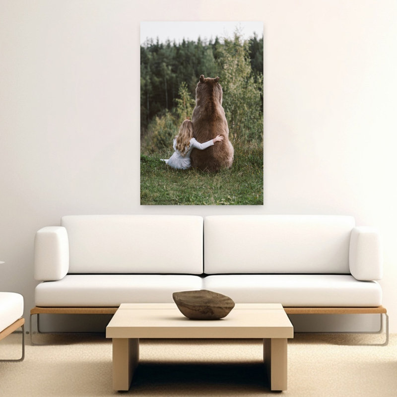 Art contemporain, paysage d'ours abstrait romantique, H 60 po x l 40 po
