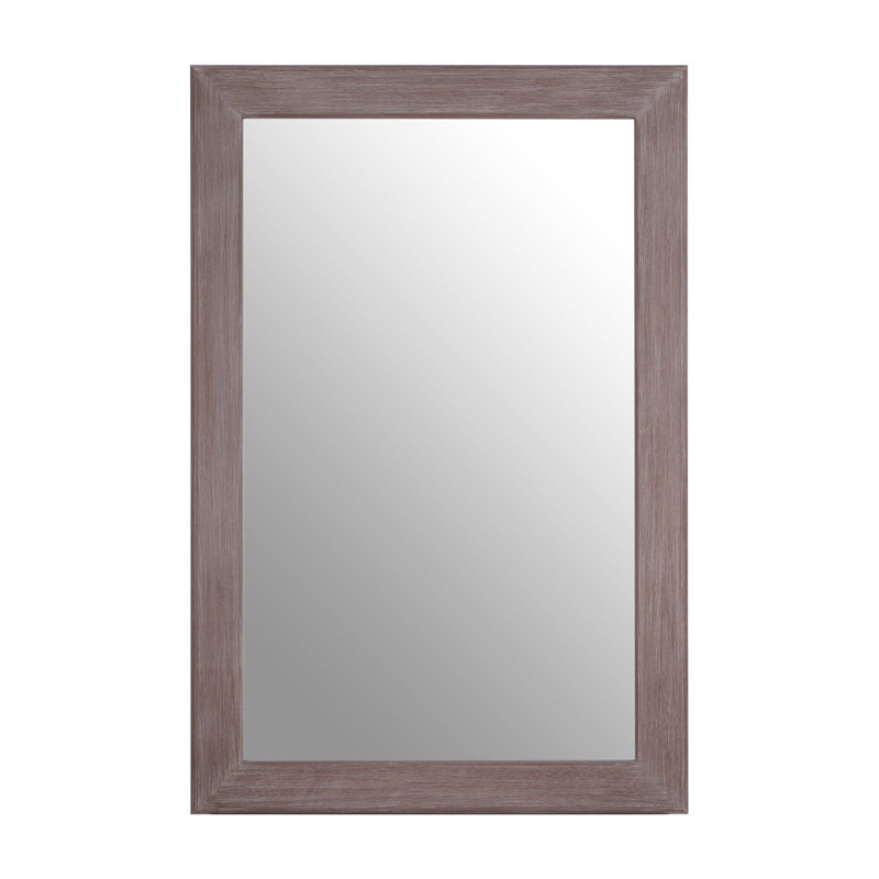 Wine Solid Wood Flat Wall Mirror, Brown