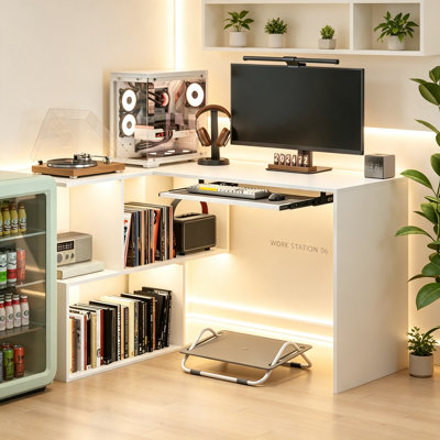 L-Shaped Particle Board / Chipboard Computer Desk