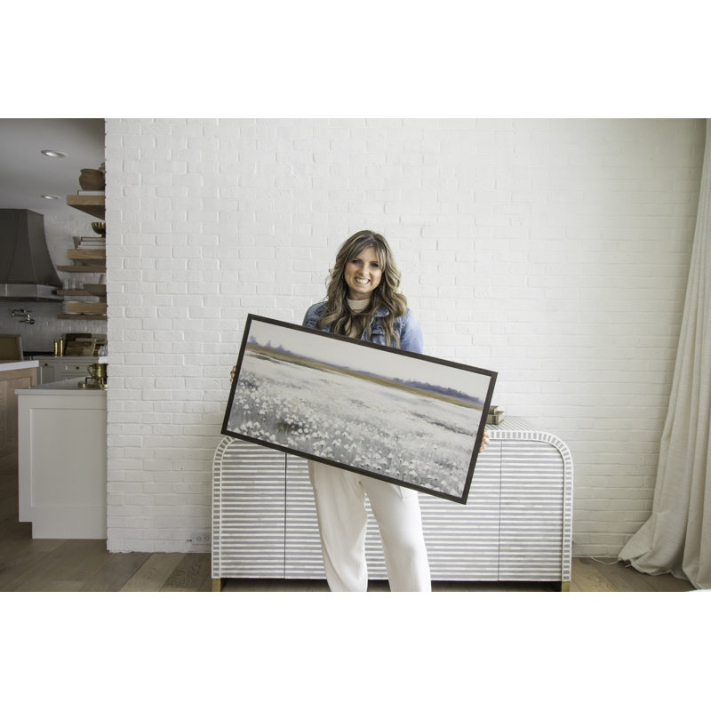 Coton, paysage abstrait, art mural encadré en bois, Brun foncé