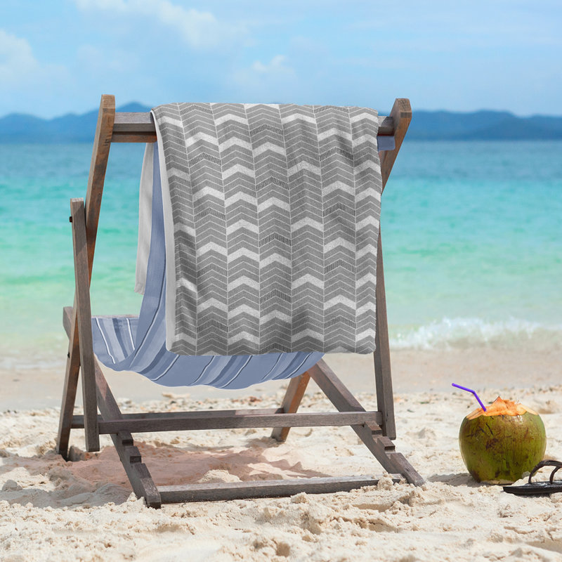 Stephenie Beach Towel, Gray/Off White