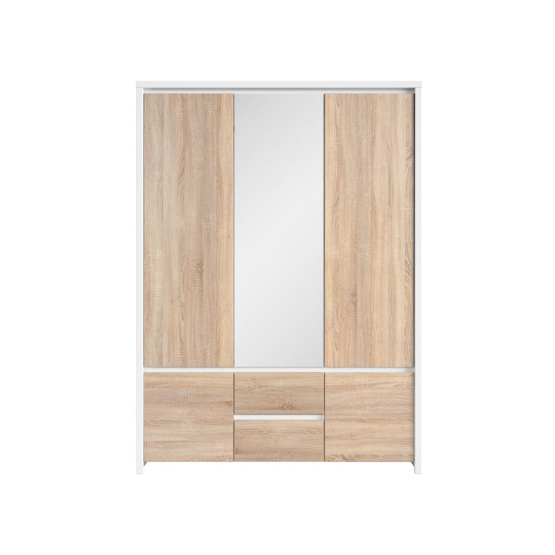 Kaspian 5 Door Manufactured Wood Wardrobe, White/Natural
