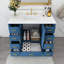 Meuble-lavabo bleu de 42 pouces avec comptoir en quartz blanc de Carrare et 9 tiroirs-137800763