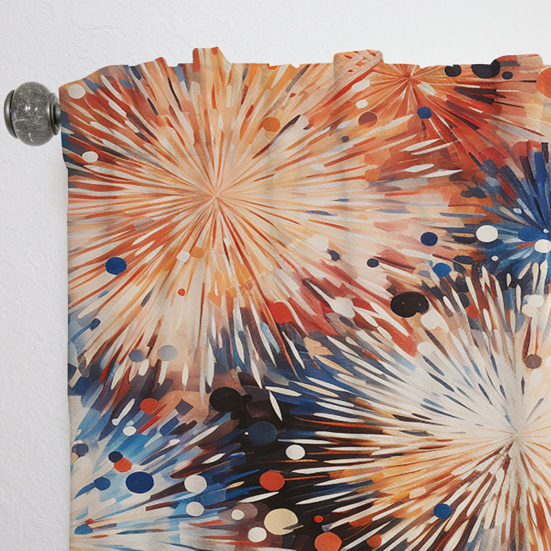 Feux d'artifice bleu et jaune Nata Illumination III - Rideau moderne - Velours obscurcissant - 1 panneau, L 52 po x L 95 po