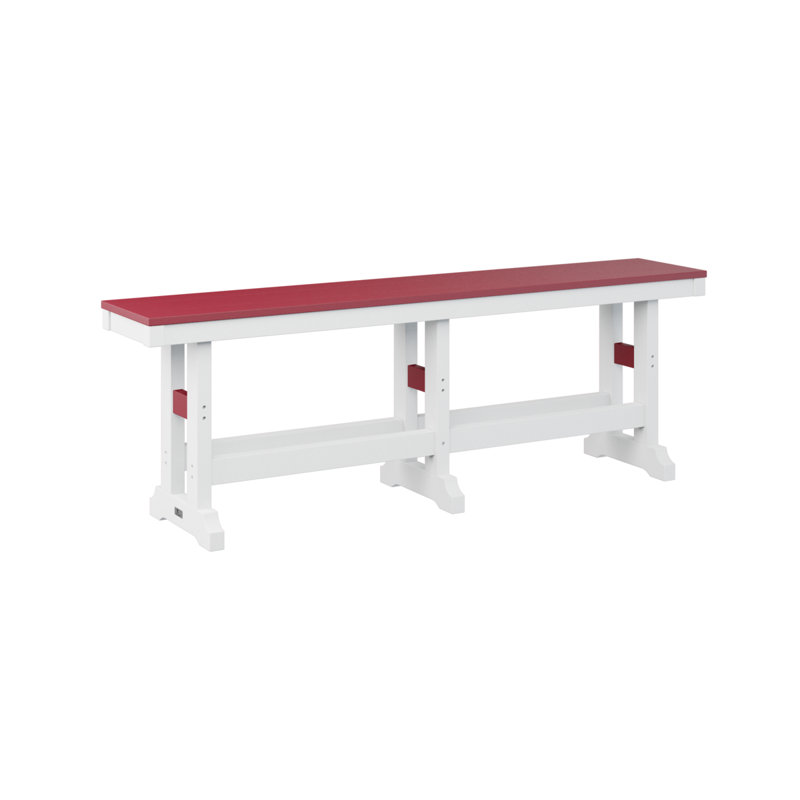 Banc rouge 66 po Berlin Classic, H 18 po x l 66 po x P 12,5 po, Rouge écarlate / blanc