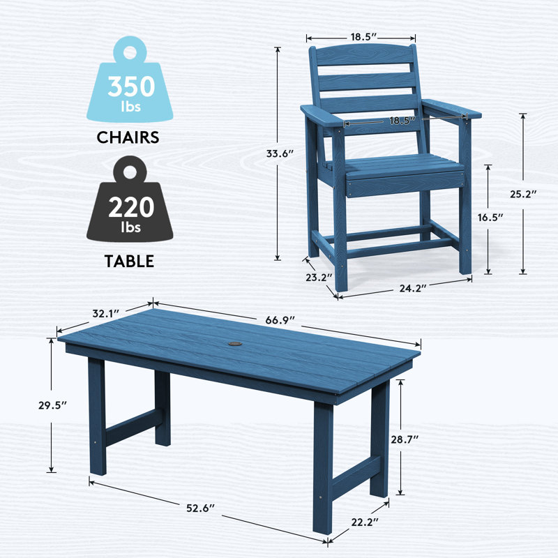 HDPE Patio Dining Chair , Navy