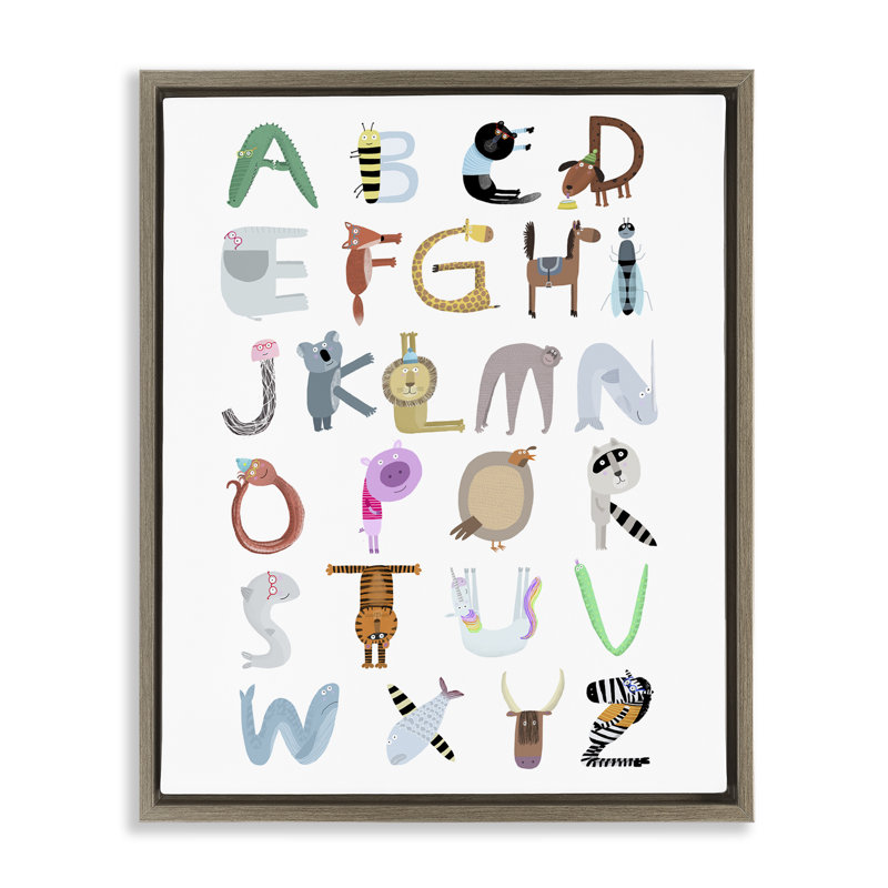 Alphabet en forme d'animal, H 31 po x l 25 po, Cadre flottant orme Montalcino