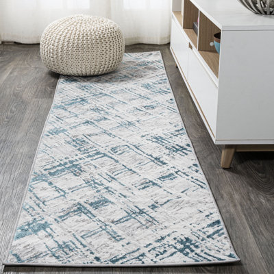 Reider Modern Abstract Grey/Turquoise Rug