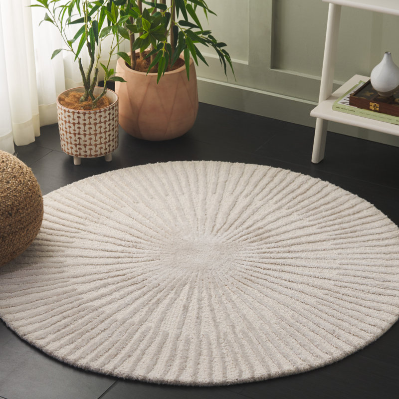 Fifth Avenue 551 Hand Tufted Wool/Pet Yarn/Cotton Starburst Rug in Ivory, Round 3'
