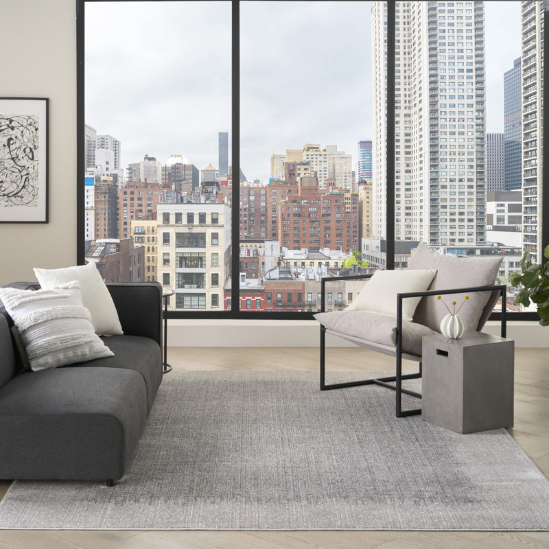 Tapis d'intérieur moderne gris clair DKNY Grand Street, Rectangle 9 pi x 12 pi