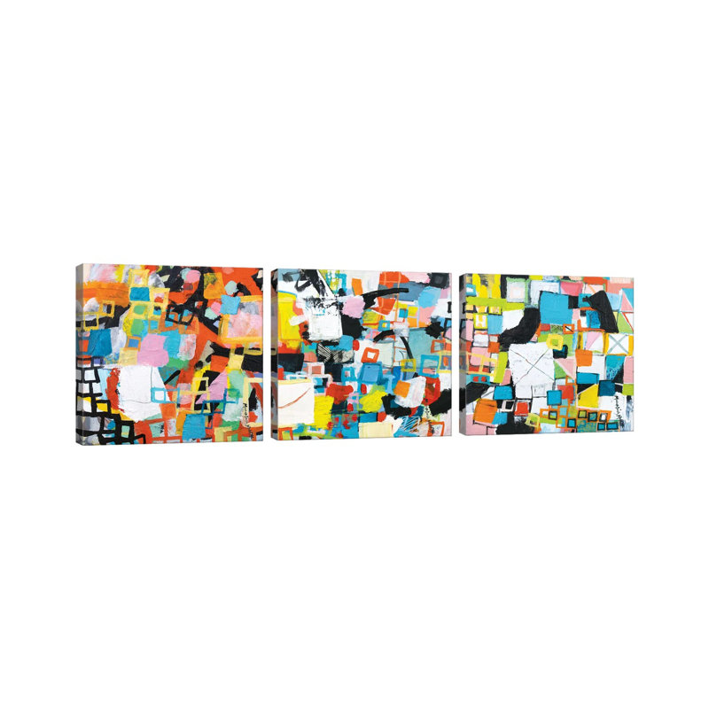 «Power Through Triptych» - ensemble d'art mural sur toile tendue (ensemble de 3)