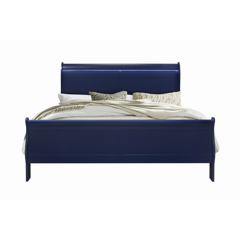 Charlston Bed With LED, King, Blue