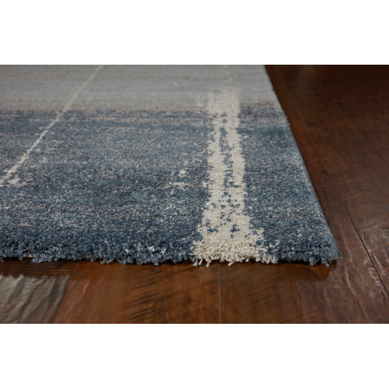 Tapis bleu en laine Criswell, Rectangle 3 pi 3 po x 5 pi 3 po