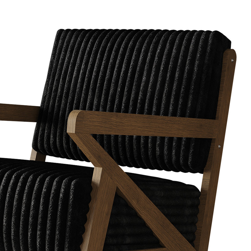 Velvet Upholstered Accent Chair, Walnut, Black