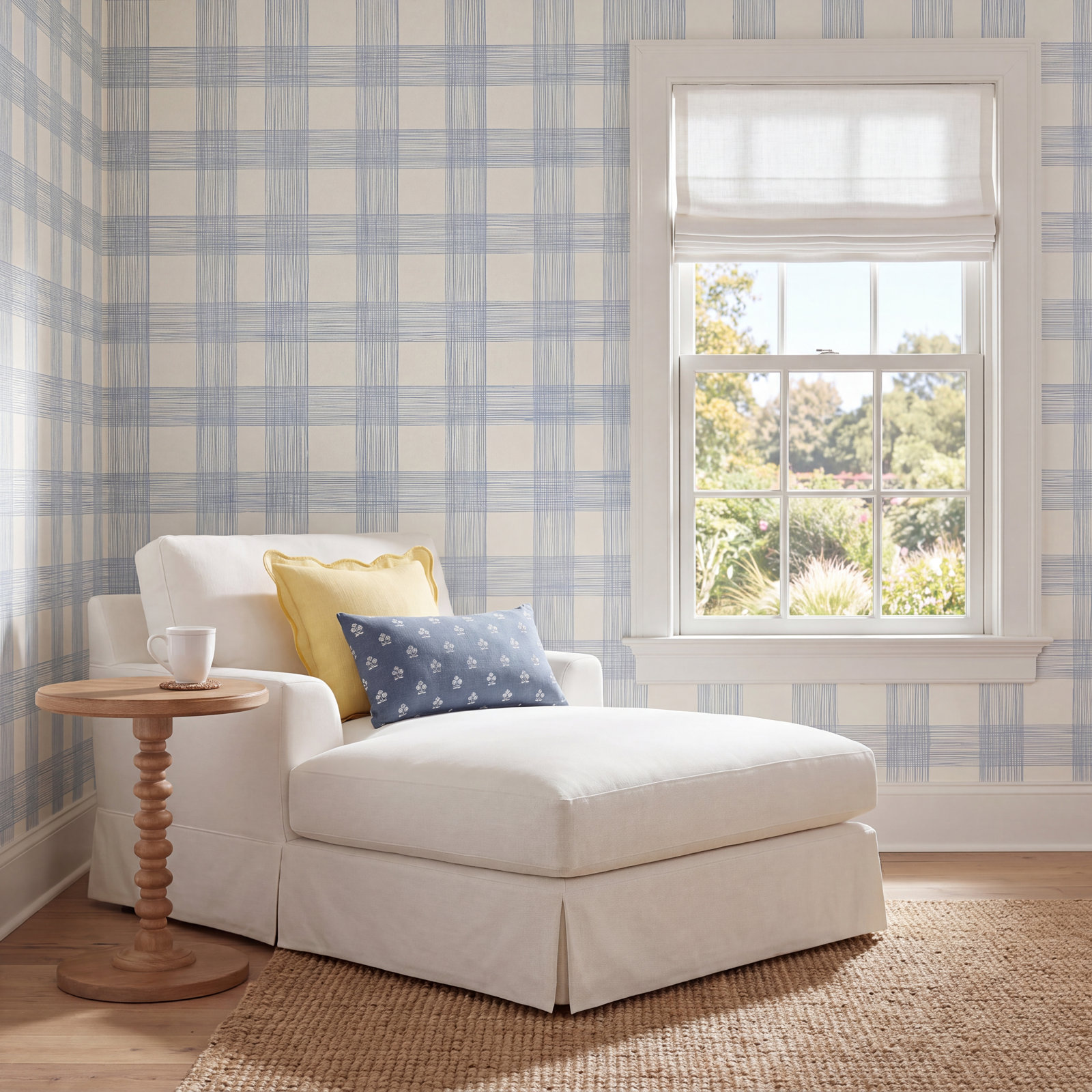 Loy Modern Plaid Wallpaper, Light Blue