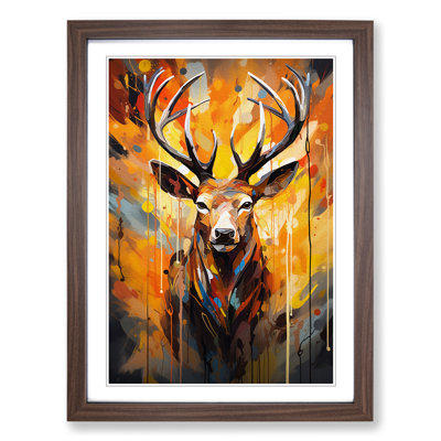 Deer Abstract No.2 - Single Picture Frame Print on Wood