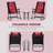 3 Piece Outdoor Patio Furniture Set With Glass Coffee Table & 2 Folding Padded Rocking Chairs, Bistro Style For Porch, Camping, Balcony, Red-1296717623
