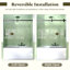 Armoire de porte de douche à double porte coulissante sans cadre l 56 à 60 po x H 60 po, verre trempé de 5 mm d'épaisseur (8 mm), avec quincaillerie