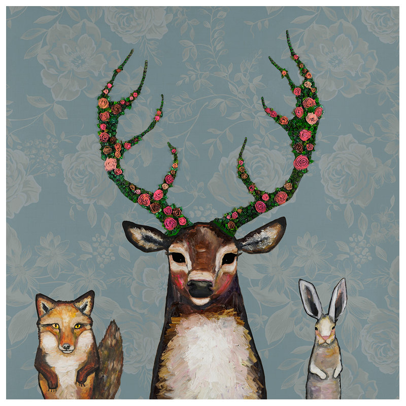 «Fox, Buck & Hare», art sur toile, H 12 po x L 12 po x l 1,25 po