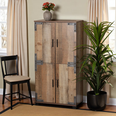 Kindred Farmhouse Brown Finish 6-Shelves With 4-Door Shoe Cabinet, 46.31" H X 23.44" W X 12.63" D