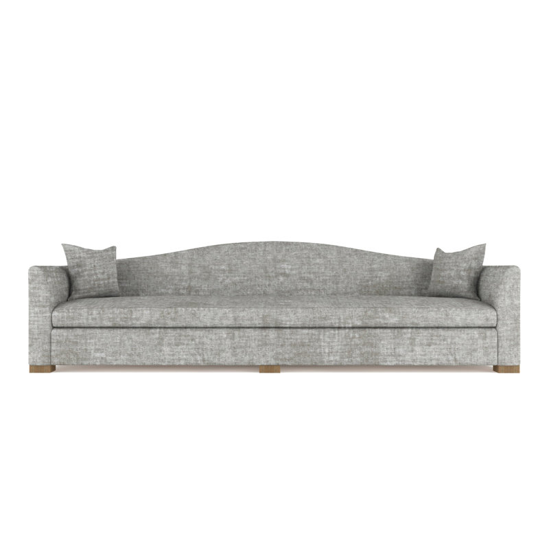 Horatio Camelback Taper Curved-Arm Extra Long Sofa, Box Weave Linen Alabaster, 33" H x 120" W x 36" D, Weathered
