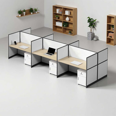Poste de travail rectangulaire avec câble pour 2 à 6 personnes 