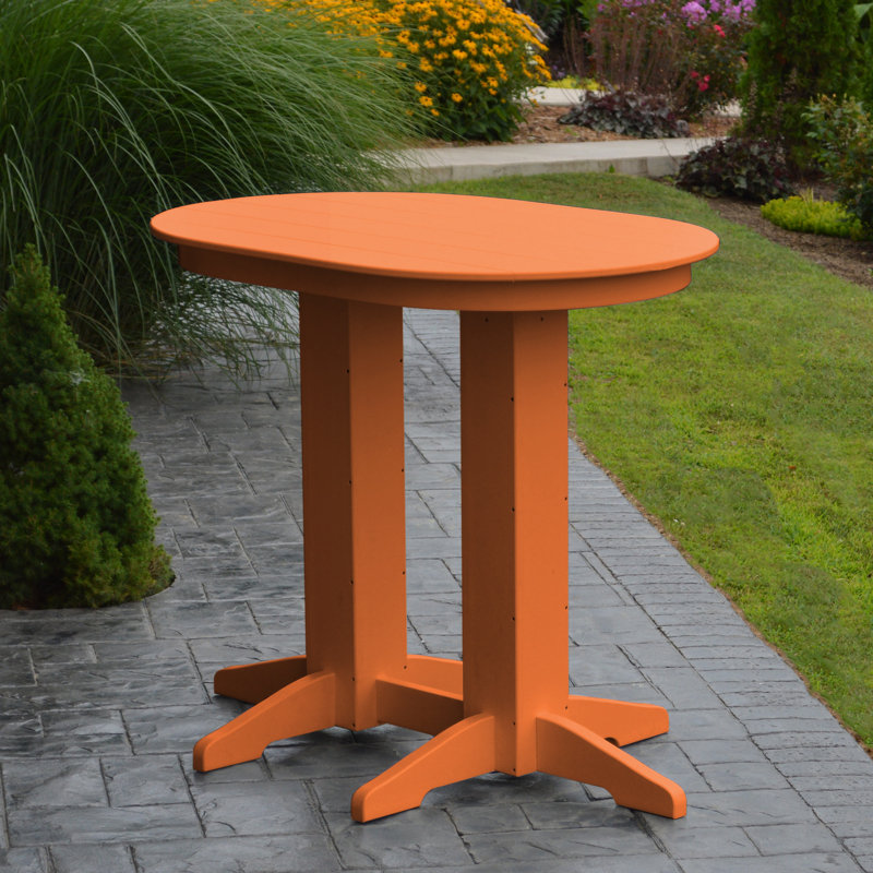 Nettie Oval Outdoor Bar Table With Umbrella Hole , 48'' in. W 33'' in. D, Orange