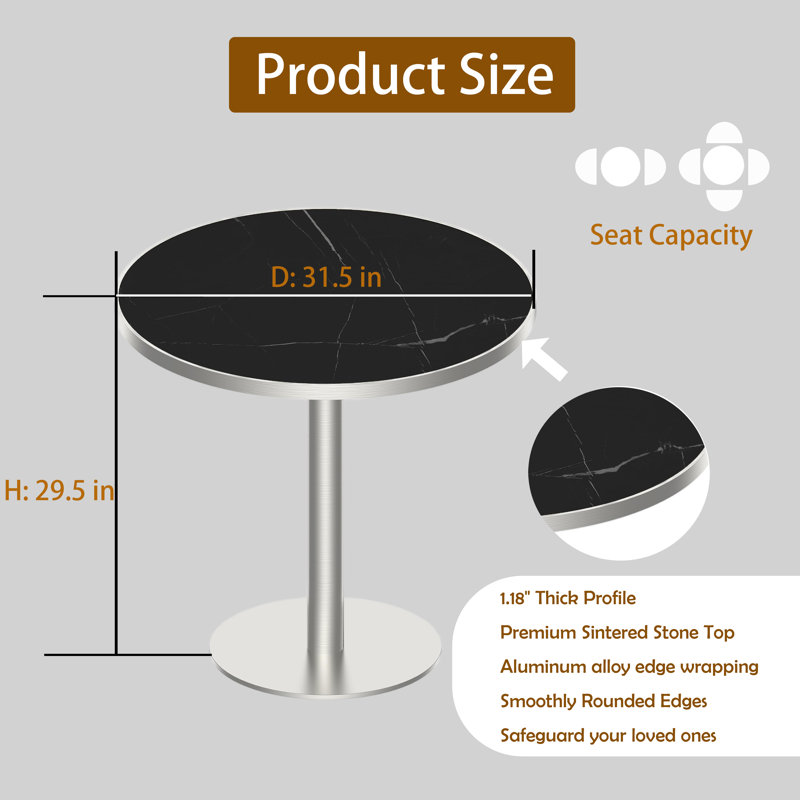 Table basse Aaban 31,5 po, Sliver / Sliver, Black