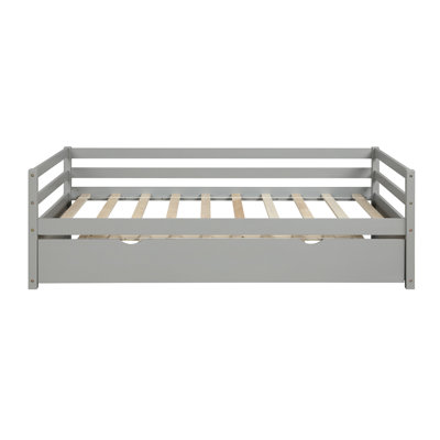 Lit de jour avec cadre gigogne, taille simple, gris