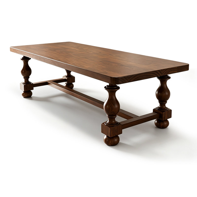 Walnut Rectangular Solid Wood Dining Table, 29.53"H×86.61"L×31.5"W