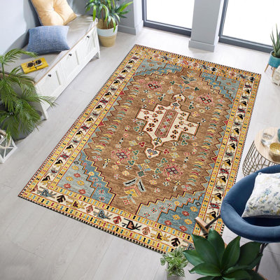 Tapis médaillon traditionnel en laine noué à la main Melih Classic