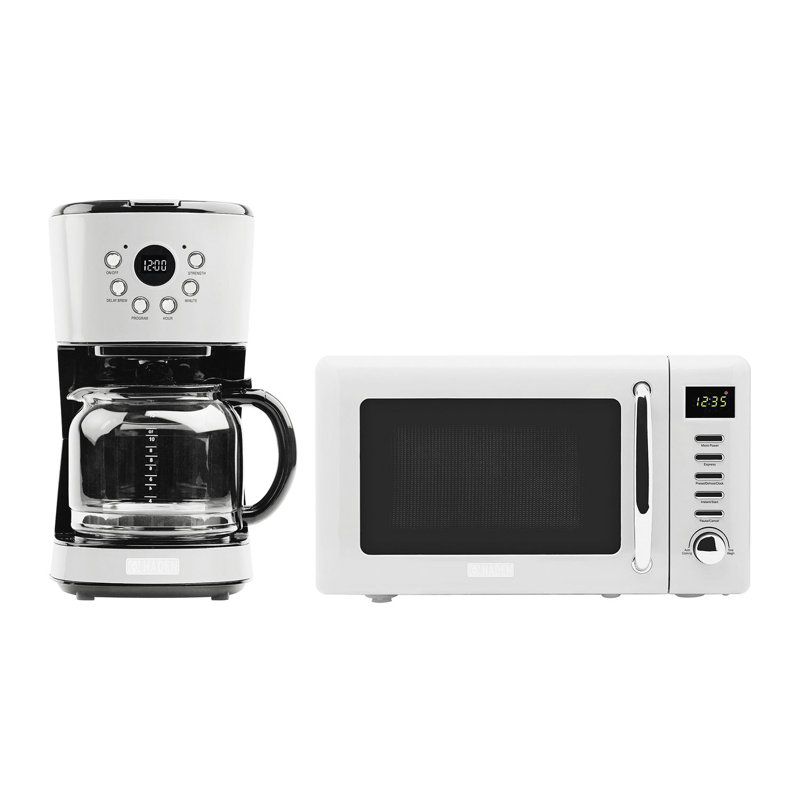 Machine à café et micro-ondes de comptoir HADEN en acier inoxydable Heritage, Ivoire