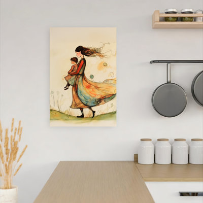 Loving Mother Child Colorful Dreamy Ethereal Nature Wall Art Print by Pictufy Studio IV - Wrapped Canvas Print