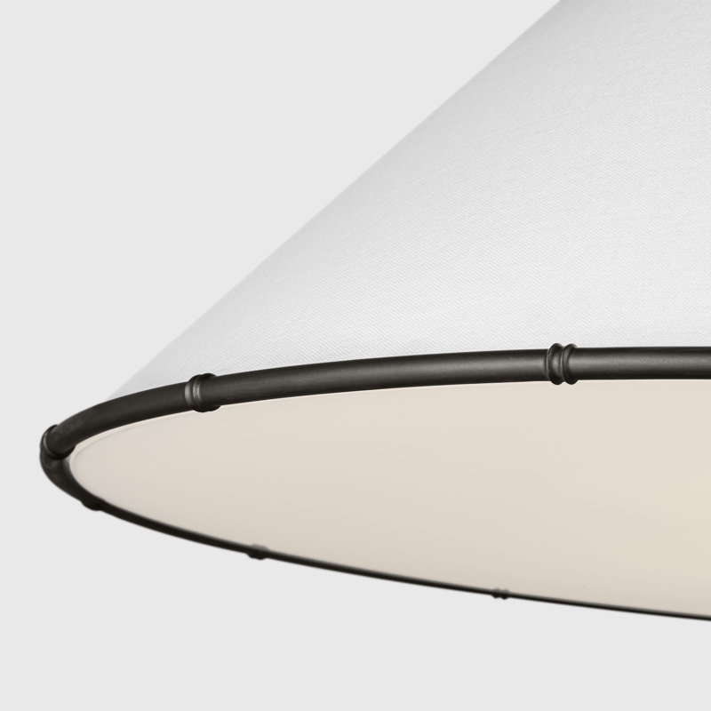 Alexa Hampton Aldric 2 Light Dining Room Pendant With Silk Screen White Inside Clear Outside Shade, Aged Iron