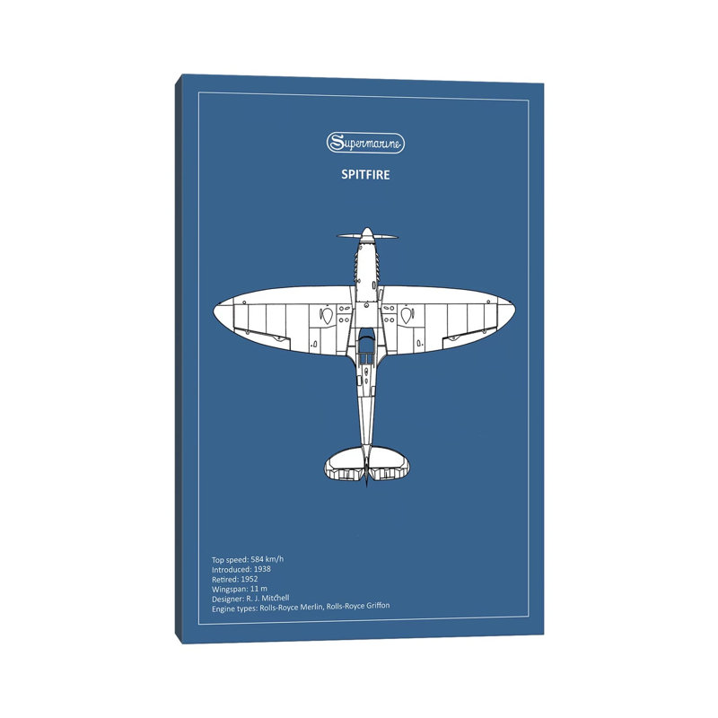 BP Supermarine Spitfire by Mark Rogan - Wrapped Canvas Painting, 66.04 cm H x 45.72 cm W x 3.175 cm D