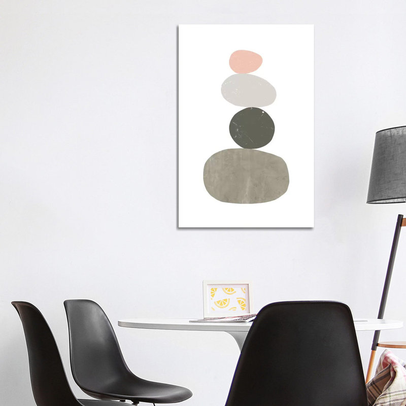 Pebbles I - Painting on Canvas, 30.48 cm H x 45.72 cm W, Wrapped Canvas
