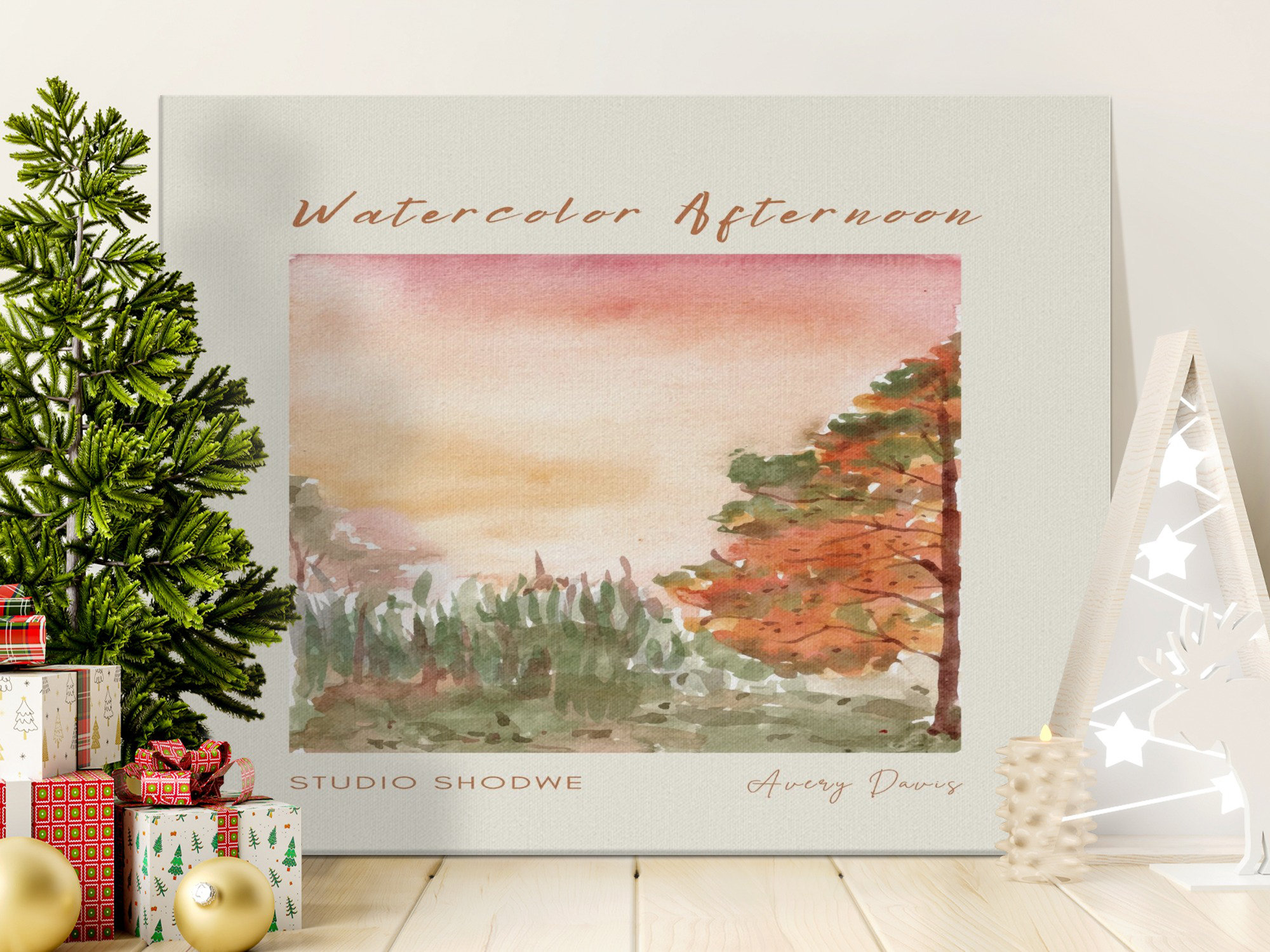 Lark Manor Watercolor Afternoon Canvas Wall Art, Abstract Landscape ...