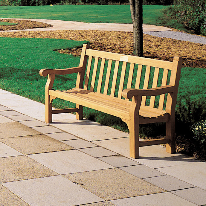Hyde Park Outdoor Teak Bench, 38" H x 72" W x 20.5" D, Smoke