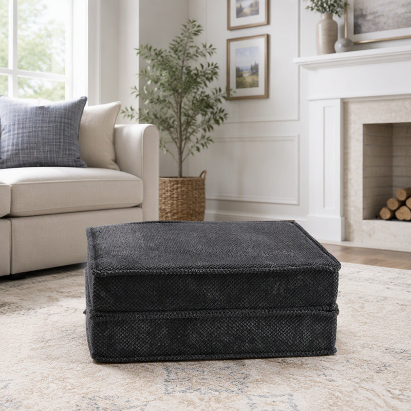 Repose-pieds modulaire convertible sans assemblage, gris foncé, 24,2 lb, DARK GREY Fabric