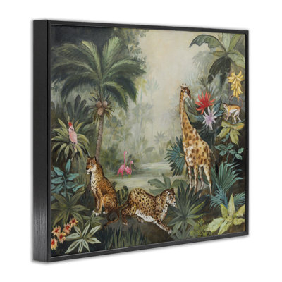 Animaux tropicaux dans la jungle, estampe numérique encadrée par Julia Purinton