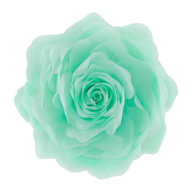 Simulation Rose Flower Throw Pillow Decorative Round Floral Accent Pillow Cover & Insert, 12" x 12", Mint Green