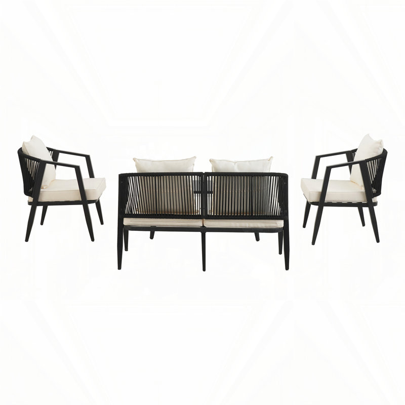 Outdoor Seating Set, Beige, Black