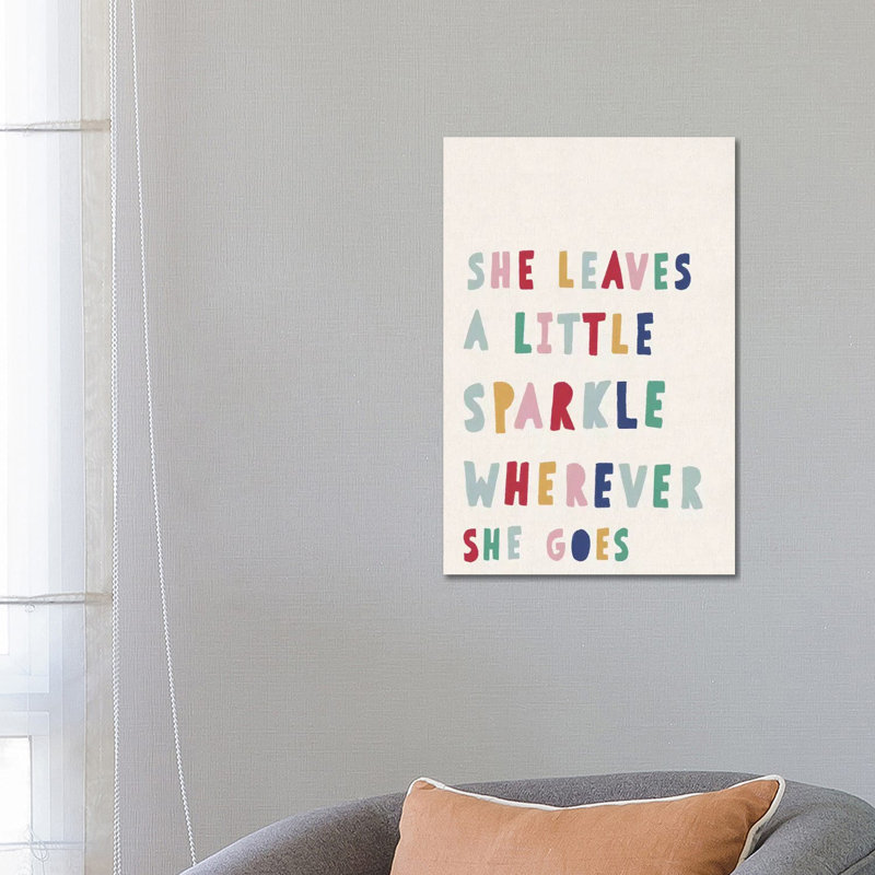 Décoration murale pour enfants She Leaves A Little Sparkle, H 18 po x l 12 po x 1,5 po, Toile tendue