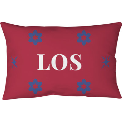 LA Blue Red White Faux Suede Pillow 20 inch x 14 inch
